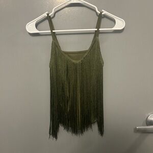 Olive Fringe Going Out Top
